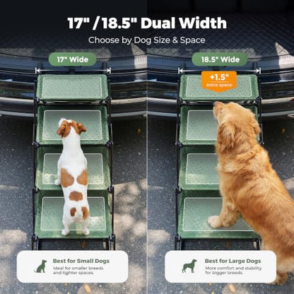 4‑Step Dog Stairs for Car Trunk, 17" Wide Foldable Lightweight Pet Stairs