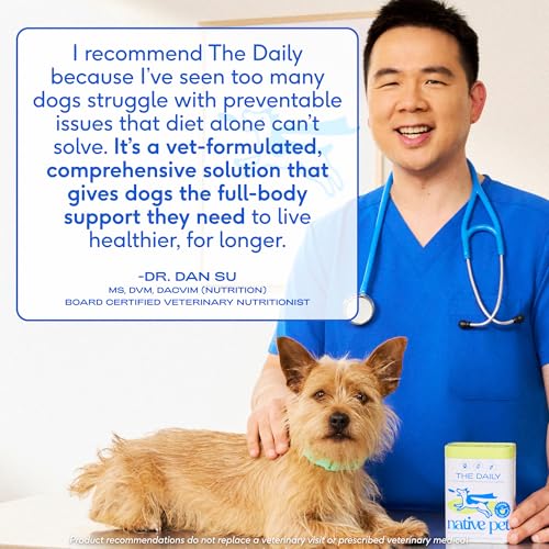 Native Pet The Daily Dog Vitamins & Supplements - 11-in-1 Multivitamin Powder for Dogs - Supports Whole Body Health, Digestion, Mobility & Immunity with Collagen, Glucosamine & Probiotics –120 Scoops