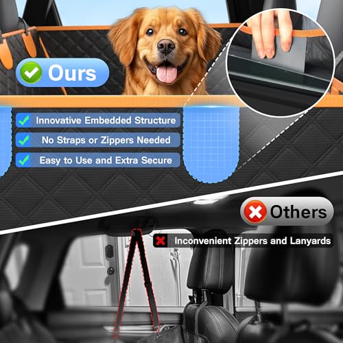 Twesync Dog Car Seat Cover for Back Seat, Hard Bottom Car Seat Cover for Dogs with Door Protectors, Waterproof Back Seat Extender for Dogs, Scratch-Resistant, Suitable for Cars
