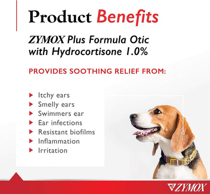 Zymox Advanced Formula Otic plus Enzymatic Ear Solution for Dogs and Cats with 1% Hydrocortisone, 1.25Oz