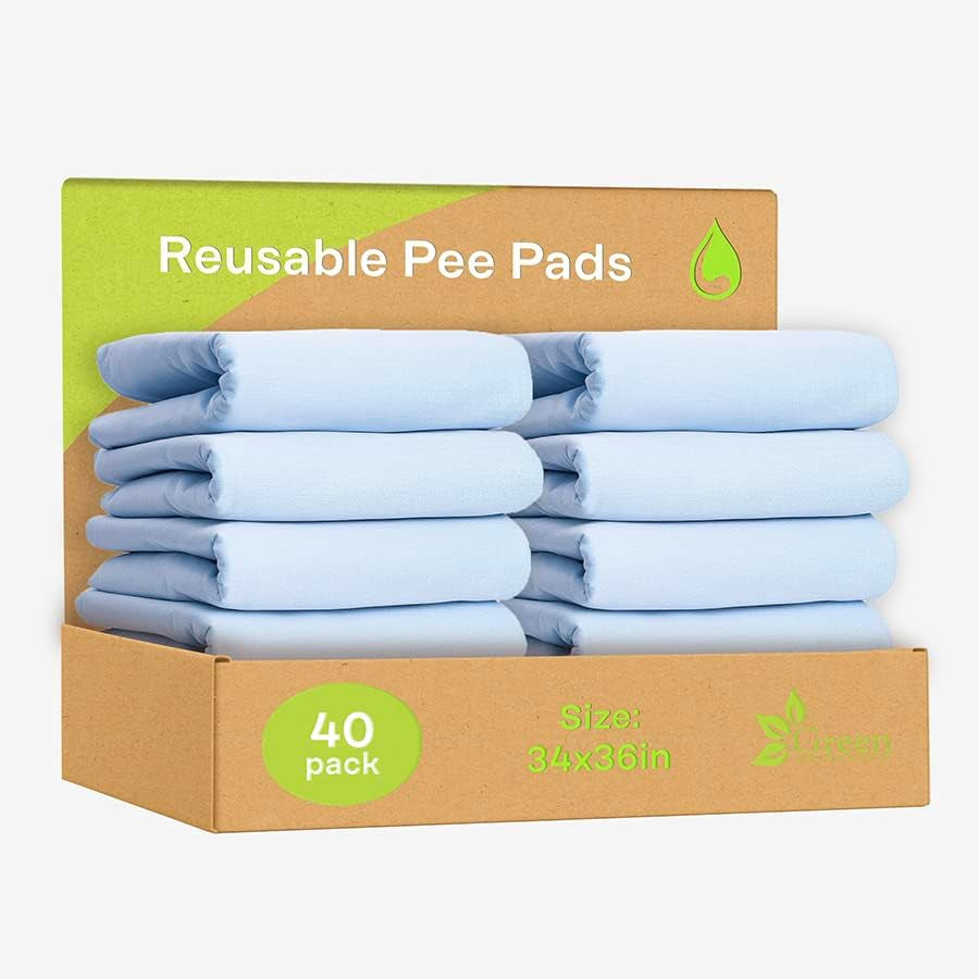GREEN LIFESTYLE Washable Underpads - Large Bed Pads for Use as Incontinence Bed Pads, Reusable Pet Pads, Great for Dogs, Cats, Bunny, Seniors Bed Pad (Pack of 40 - 34X36)