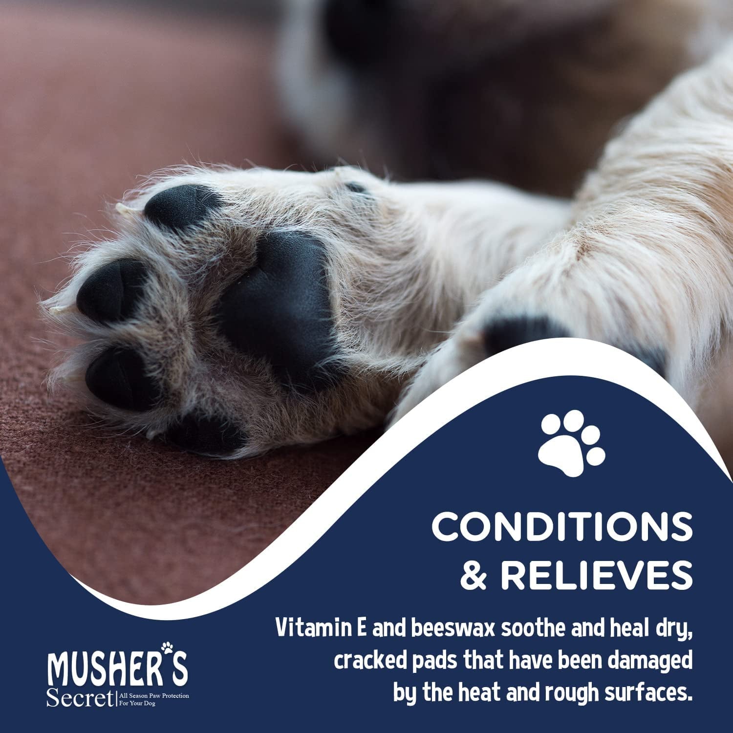 Musher'S Secret Dog Paw Wax 60 G (2.1 Oz) - Moisturizing Dog Paw Balm That Creates an Invisible Barrier That Protects and Heals Dry Cracked Paws - All-Natural with Vitamin E and Food-Grade Ingredients