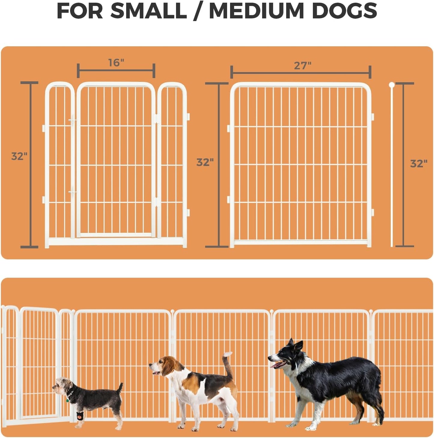 FXW Homeplus Dog Playpen Designed for Indoor Use, 24" Height for Puppy and Small Dogs, White│Patented