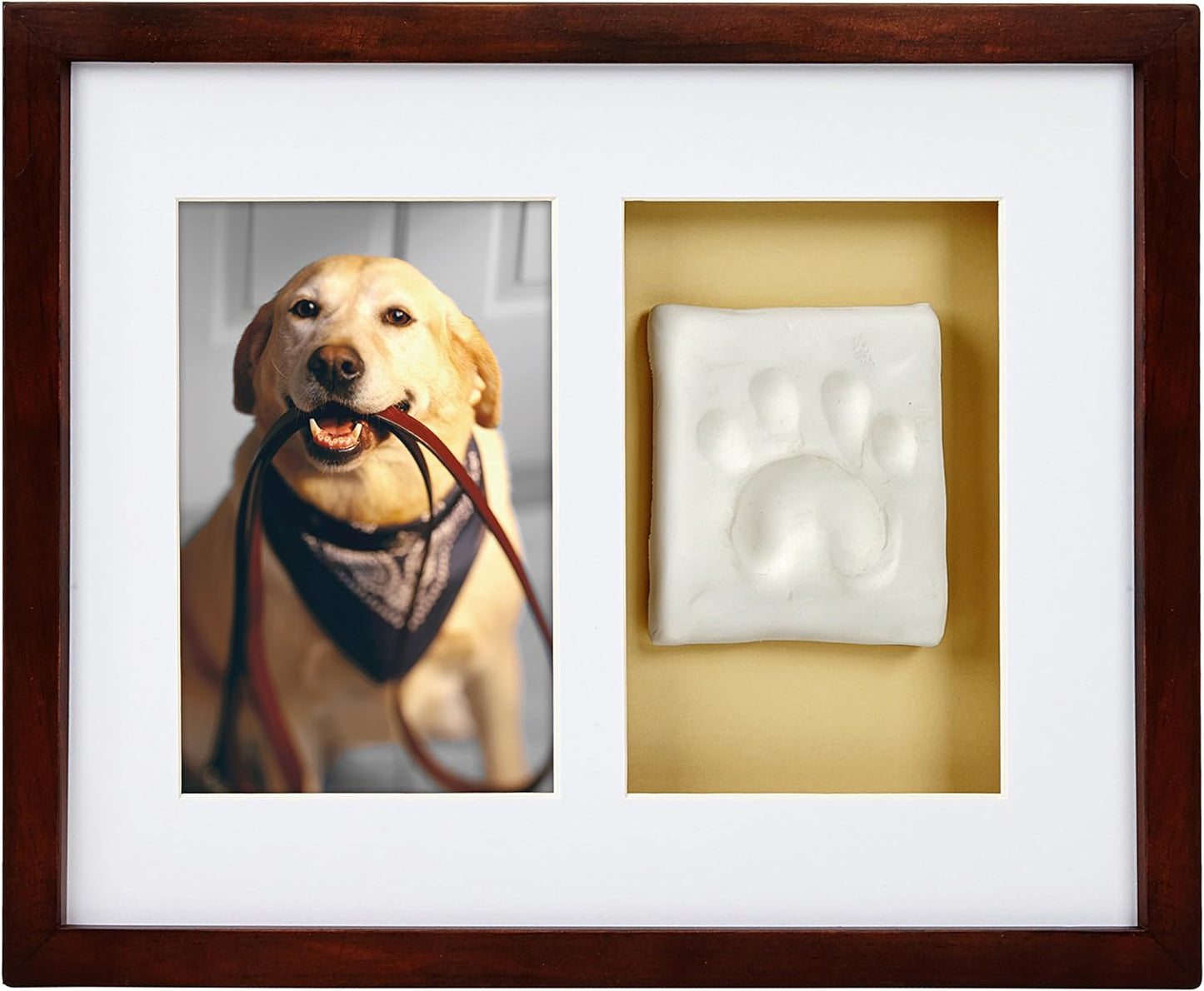 Pearhead Dog or Cat Paw Prints Pet Wall Frame with Clay Imprint Kit, Pet Sentiment Keepsake Frame, Pet Memorial Picture Frame, Espresso 4 X 6"