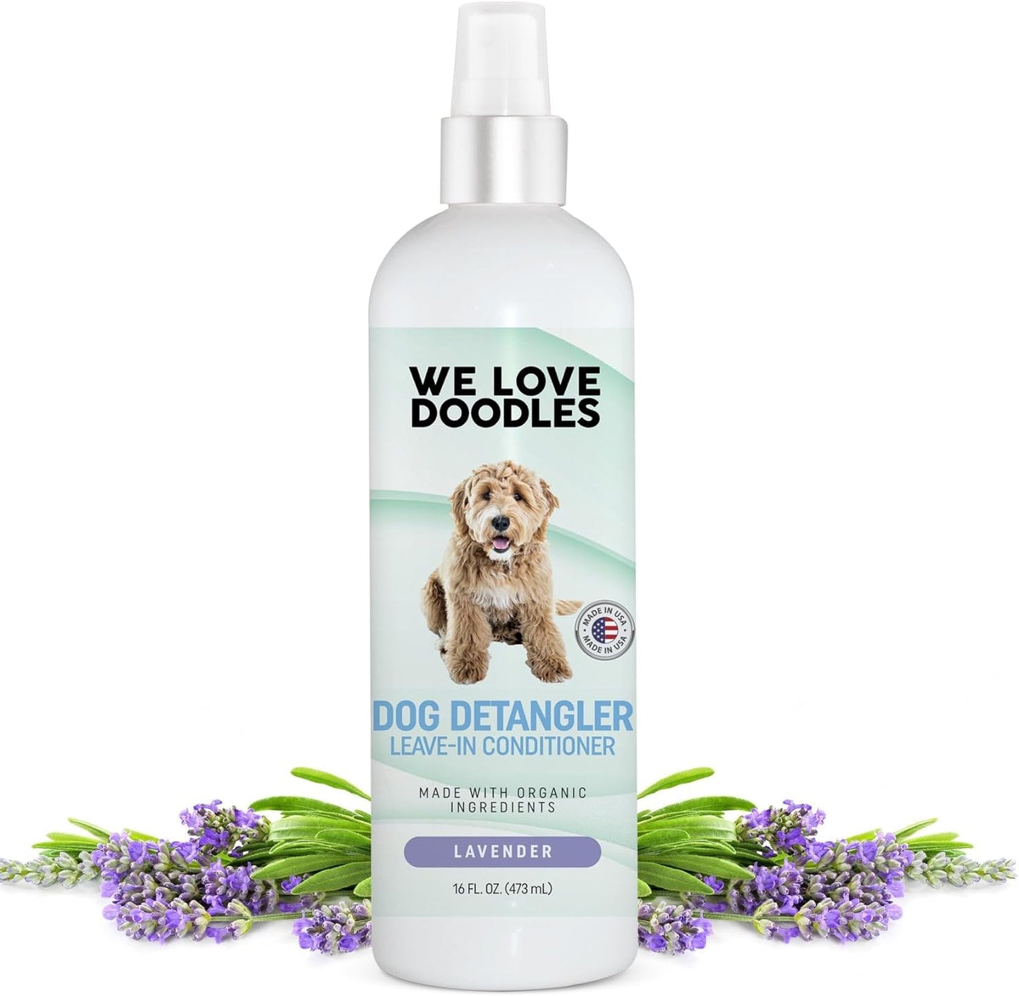 We Love Doodles Dog Detangler Spray - Leave-In Conditioner for Dogs - Dog Detangling Spray - Dematting Spray for Dogs - Tangle Remover - Made in the USA - Large 16 Fl Oz (Ocean Breeze)