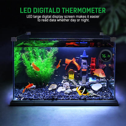 Fish Tank Digital Thermometer Accurate LED Display to ±0.9°F Tank Thermometer Aquarium Temperature Measurement Suitable for Fish, Axolotl, Turtle or Aquatic