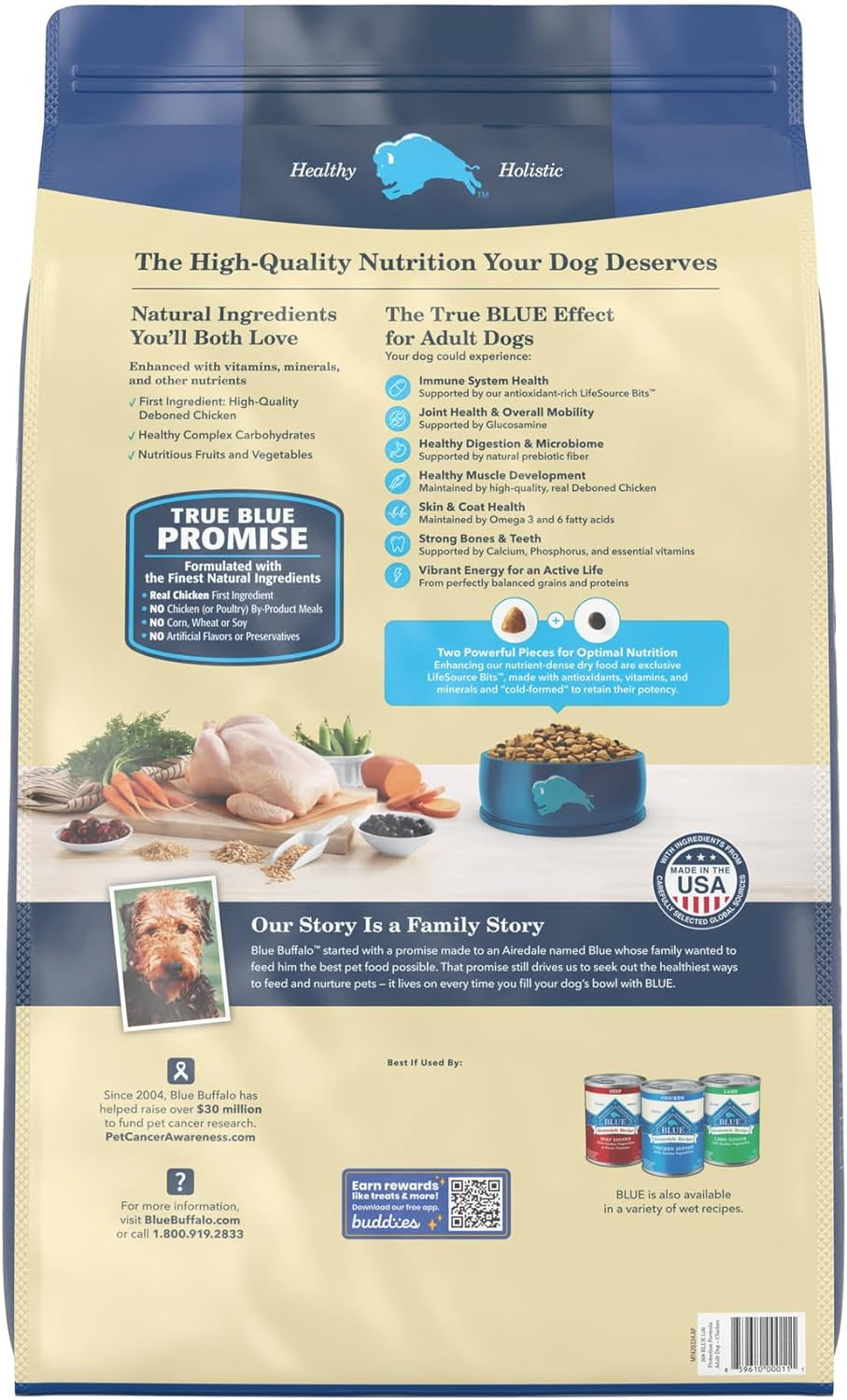 Blue Buffalo Life Protection Formula Natural Adult Dry Dog Food, Chicken and Brown Rice 30-Lb