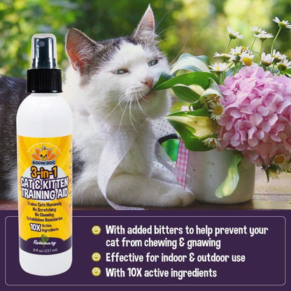 Bodhi Dog 3-In-1 Cat & Kitten Training Aid | Cat Deterrent Spray for Indoor and Outdoor Use | Cat Repellent Spray for Furniture | Establish Boundaries & Keep Cat off | Made in the USA (32 Oz)