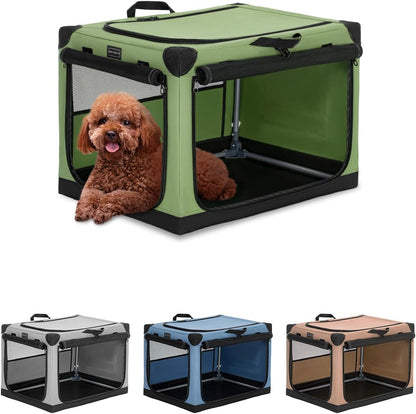 Dog Crates for Small Dogs, Adjustable Fabric Cover by Spiral Iron Pipe, Strengthen Sewing Dog Travel Crate 3 Door Design ,'26'' X 19'' X 18''