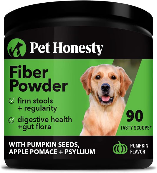 Pet Honesty Pumpkin Fiber Powder Supplement for Dogs - All Natural anti Diarrhea Dog Probiotic with Psyllium Husk, Pumpkin Seeds and Apple Pectin for Firmer Stool & Healthy Digestion (90 Scoops)