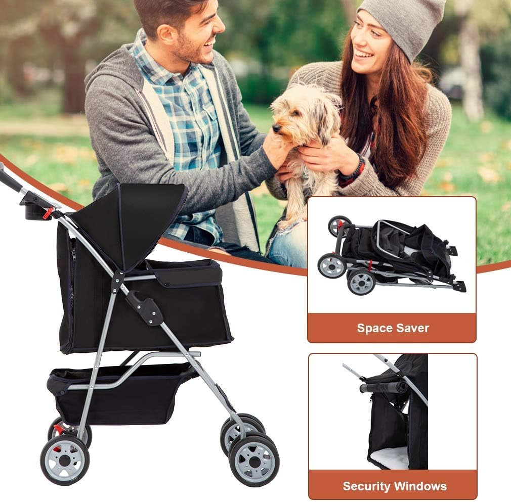 Bestpet 4 Wheels Pet Stroller Cat Dog Cage Stroller Travel Folding Carrier 04T