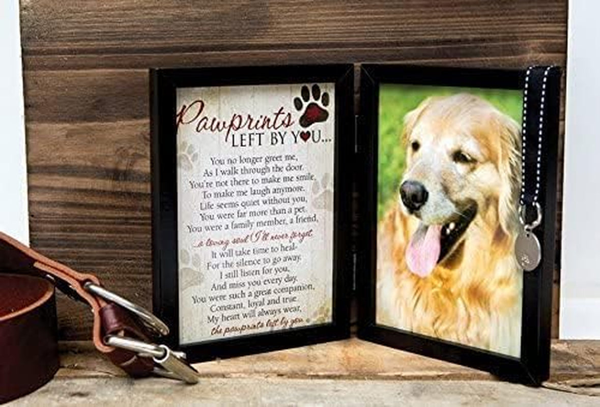 Pawprints Pet Memorial Frame with Pawprints Left by You Poem- Touching Dog Sympathy Gift for Pet Loss Remembrance