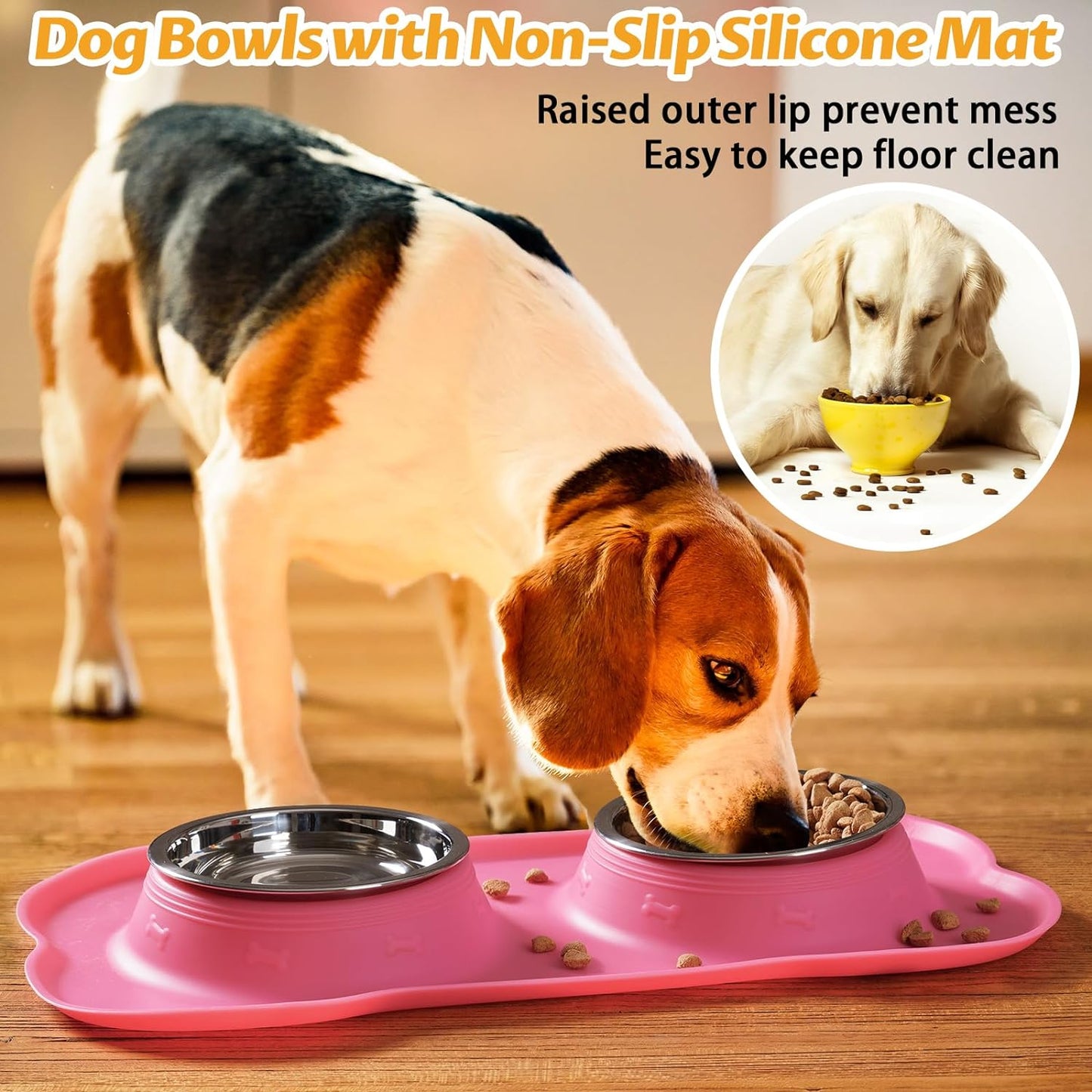 Hubulk Pet Dog Bowls 2 Stainless Steel Dog Bowl with No Spill Non-Skid Silicone Mat + Pet Food Scoop Water and Food Feeder Bowls for Feeding Small Medium Large Dogs Cats Puppies (Small, Hunter Green)