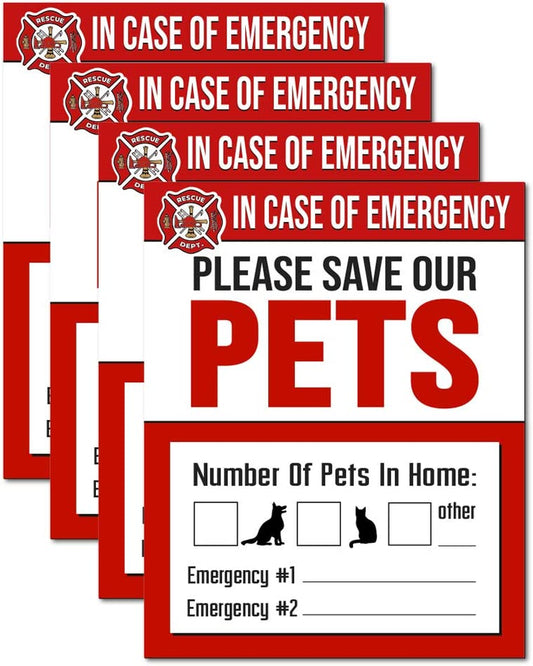 IT'S a SKIN Pet Rescue Sticker Fire Safety - Window Sticker - save Our Pets Emergency Pet Window Decal - Dog Cat Pet Durable Laminate 4X5-4 Pack