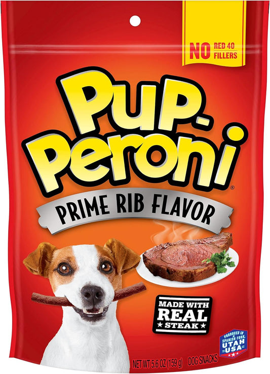 Pup-Peroni Dog Treats, Prime Rib Flavor, 5.6 Ounce (Pack of 8), Made with Real Steak, No Red 40 or Fillers