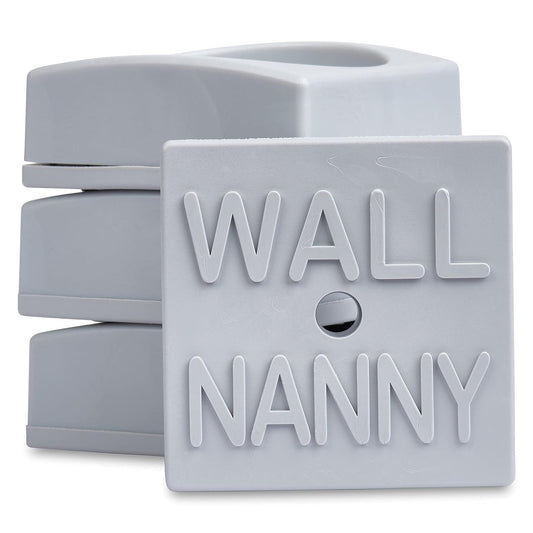 Wall Nanny Mini - Smallest Baby Gate Wall Protector (Made in USA) Protect Walls & Doorways from Pet Gates & Dog Gate Spindles - Child Pressure Mounted Baby Gate for Stairs Wall Cup (Gray) 4 Pack