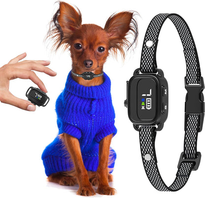 Tiny Bark Collar for Small Dogs 5-15 Lbs and Puppies - No Shock anti Barking Collar - Rechargeable Smart Collar for Dog Training with 7 Sensitivity Levels and 3 Beep&Vibration Modes