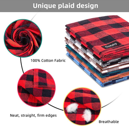 Dog Bandana Fall Large-Orange Brown Dog Scarf Buffalo Plaid Printing Adjustable Bib Handkerchief Accessories for Medium Large Dogs (L)