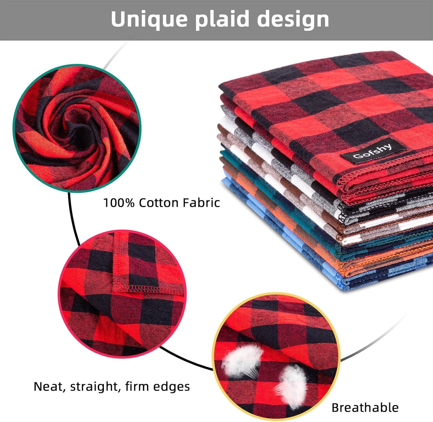 Dog Bandana Fall Small-Orange Brown Dog Scarf Buffalo Plaid Printing Adjustable Bib Handkerchief Accessories for Small Dogs Cats (S)