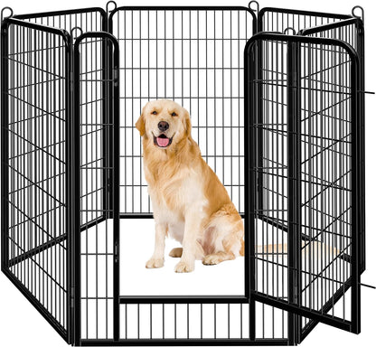 Yaheetech Dog Playpen Outdoor, 6 Panel Dog Fence 47" Indoor Pet Pen for Large/Medium/Small Dogs Heavy Duty Pet Exercise Pen for Puppy/Rabbit/Small Animals Portable Playpen for RV Camping Garden Yard