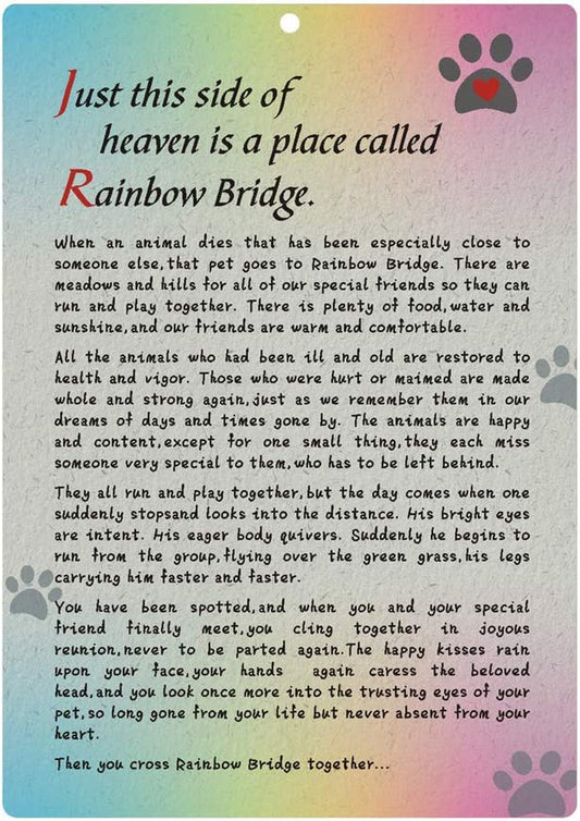 Pet Sympathy Memorial Card - Rainbow Bridge Poem Card for Loss Dog Keepsake Gifts Card with Envelope, Remembrance Mourning Card