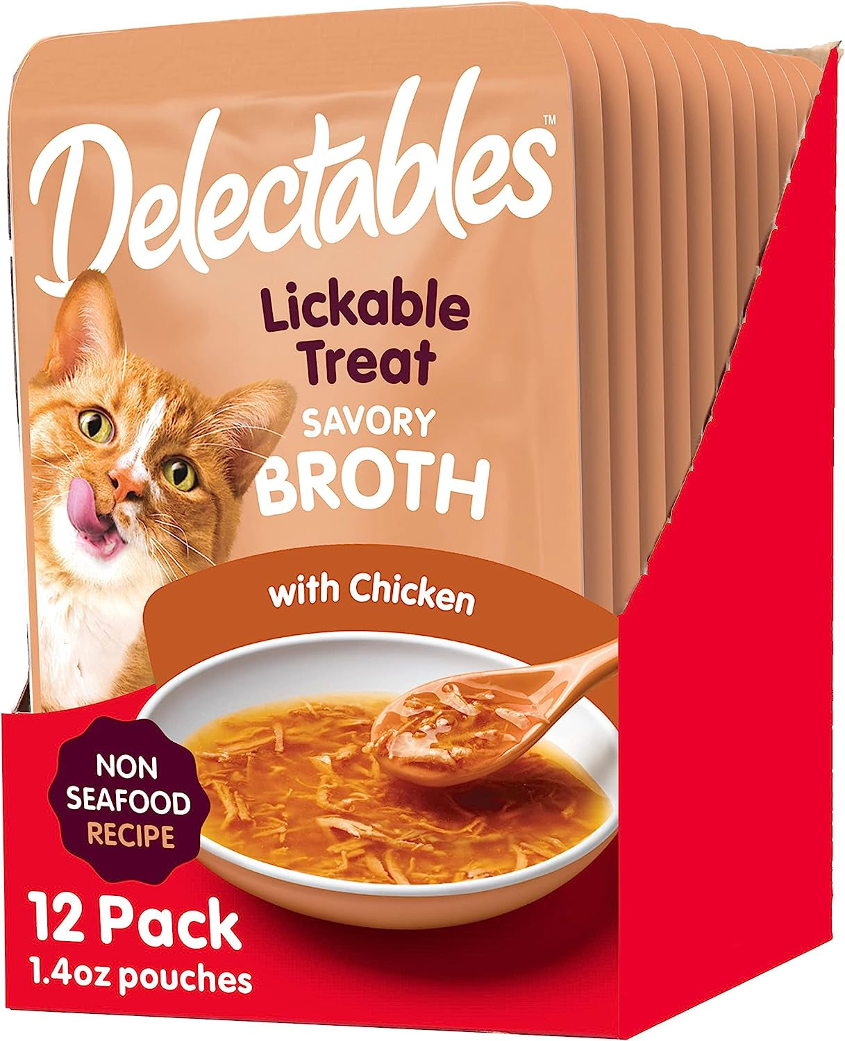 Hartz Delectables Savory Broths Nonseafood Chicken Lickable Wet Cat Treats, 12 Count