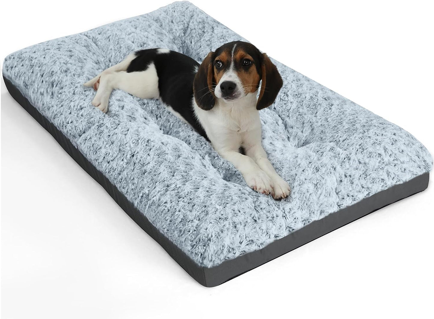 Deluxe Washable Dog Bed for Small Dogs Dog Crate Mat 24 Inch Comfy Fluffy Kennel Pad Anti-Slip for Dogs up to 25 Lbs, 24" X 17", Grey