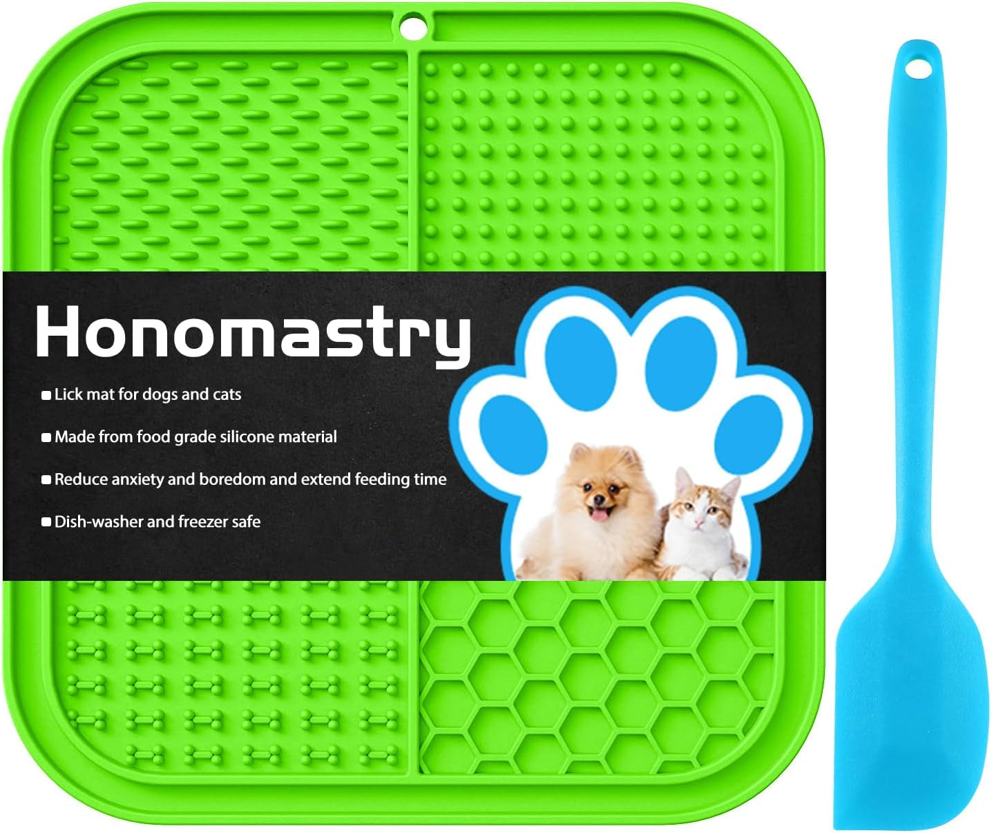 Dog Licking Mat Slow Feeder for Dogs, Premium Lick Pad with Suction Cups for Dog Anxiety Relief, Slow Feeder Dog Bowls, Bathing, Grooming and Training (Green Mat)