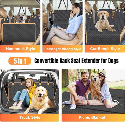 Dog Car Seat Cover for Back Seat, Larger Dog Car Bed Cover with Strong Bottom, Car Back Seat Extender for Dogs, Dog Hammock for Car SUV Truck, Grey