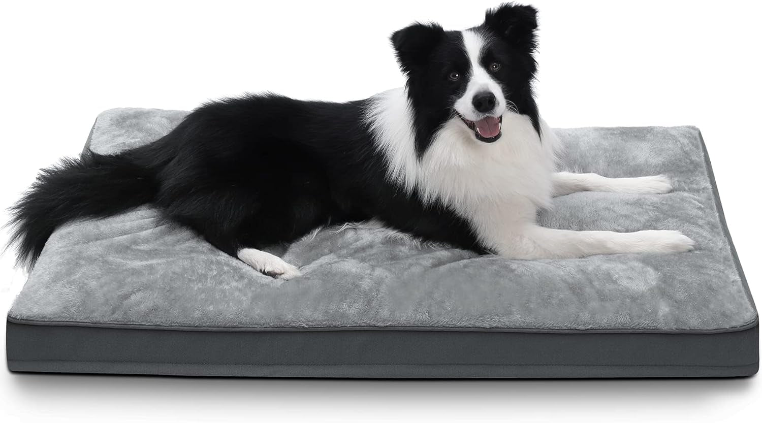 Dog Crate Bed Waterproof Deluxe Plush Dog Beds with Removable Washable Cover Anti-Slip Bottom Pet Sleeping Mattress for Large, Medium, Jumbo, Small Dogs, 41 X 27 Inch, Gray