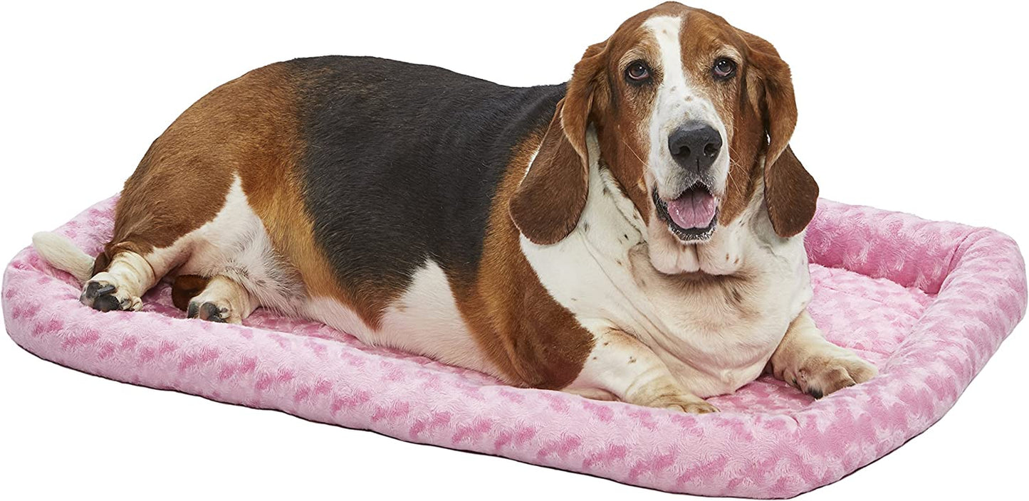 Midwest Homes for Pets Bolster Pet Bed for Dogs & Cats 36L-Inch Pink W/ Comfortable Bolster | Ideal for Medium / Large Dog Breeds & Fits a 36-Inch Dog Crate | Machine Wash & Dry | 1-Year Warranty