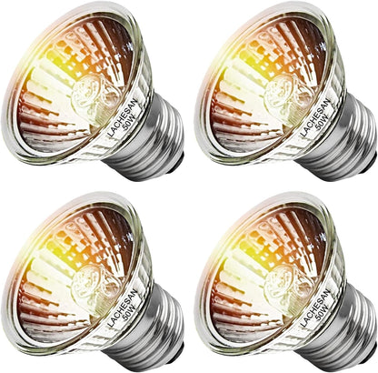 4-Pack 50W UVA UVB Bulbs, Fit E26 Heat Reptile Lamp, Light Turtle Heat Lamp for Reptiles and Amphibian Tanks, Terrariums and Cages, Works with Various Lamp Fixtures