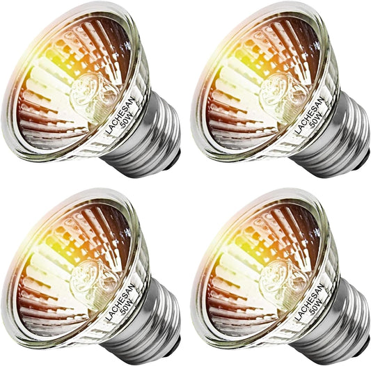 4-Pack 50W UVA UVB Bulbs, Fit E26 Heat Reptile Lamp, Light Turtle Heat Lamp for Reptiles and Amphibian Tanks, Terrariums and Cages, Works with Various Lamp Fixtures