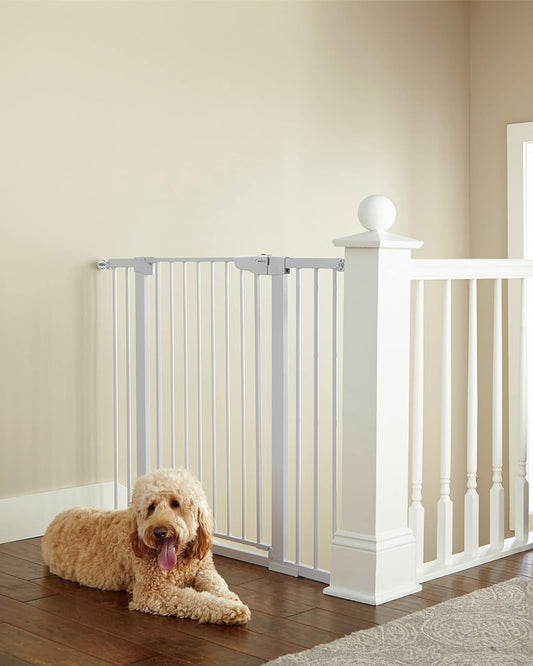 Cumbor 36" Extra Tall Baby Gate for Dogs and Kids with Wide 2-Way Door, 29.7"- 46" Width, and Auto Close Personal Safety for Babies and Pets, Fits Doorways, Stairs, and Entryways, White