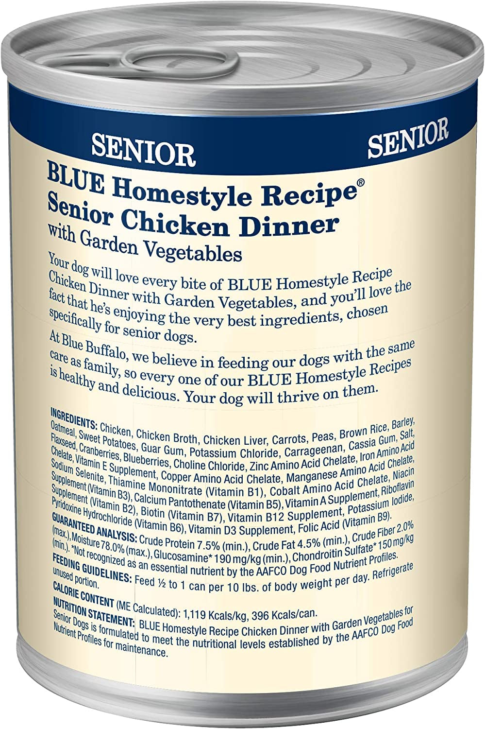 Blue Buffalo Homestyle Recipe Natural Senior Wet Dog Food, Chicken 12.5-Oz Can (Pack of 12)