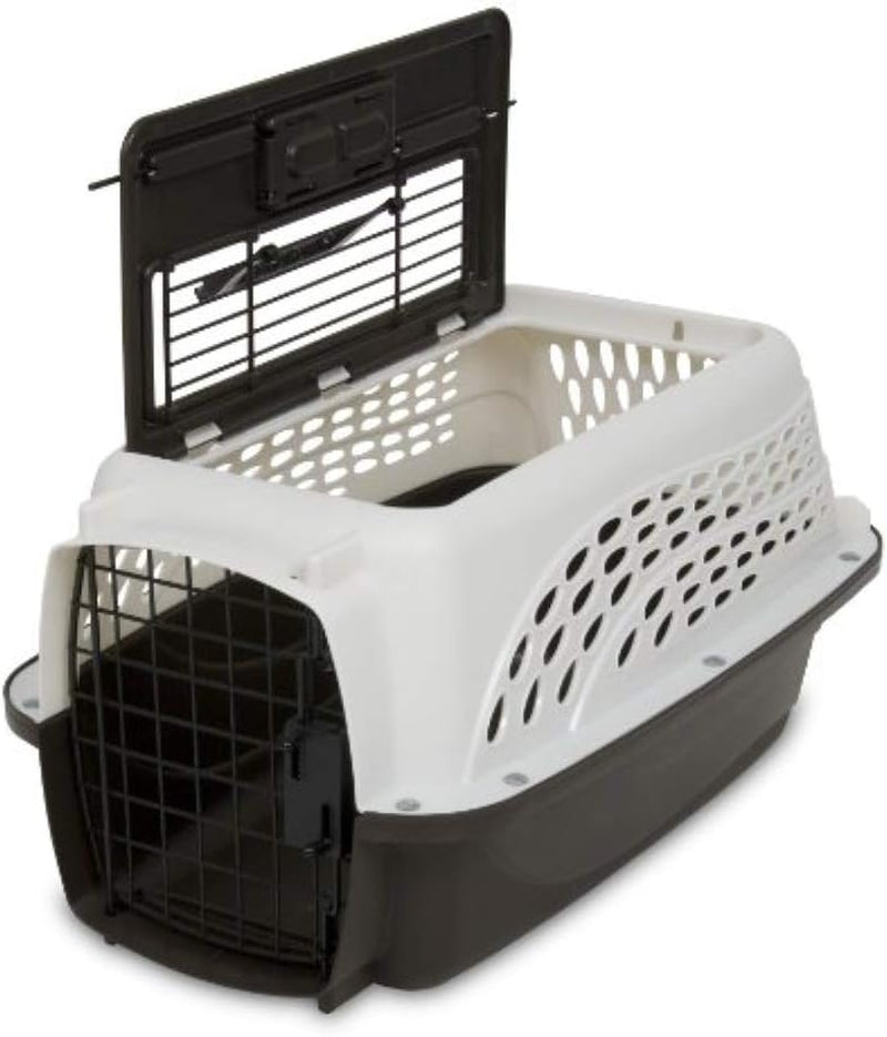 Petmate Two-Door Small Dog & Cat Carrier, Top or Front Loading, Made with Recycled Materials, 19 Inches, for Pets up to 10 Pounds, Made in Usa,White