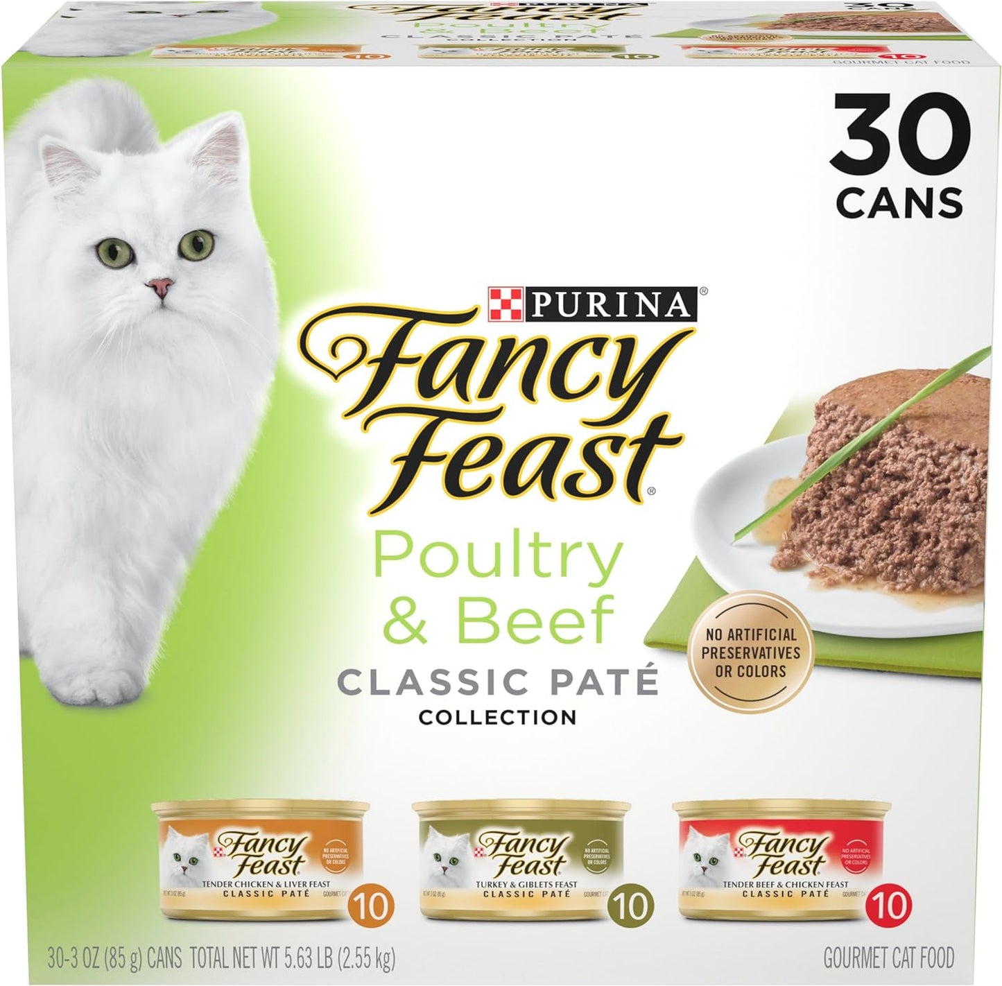 Purina Fancy Feast Classic Pate Ocean Whitefish and Tuna Feast Classic Grain Free Wet Cat Food Pate - (Pack of 24) 3 Oz. Cans