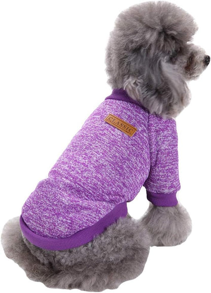 Jecikelon Pet Dog Clothes Dog Sweater Soft Thickening Warm Pup Dogs Shirt Winter Puppy Sweater for Dogs (Large, Purple)