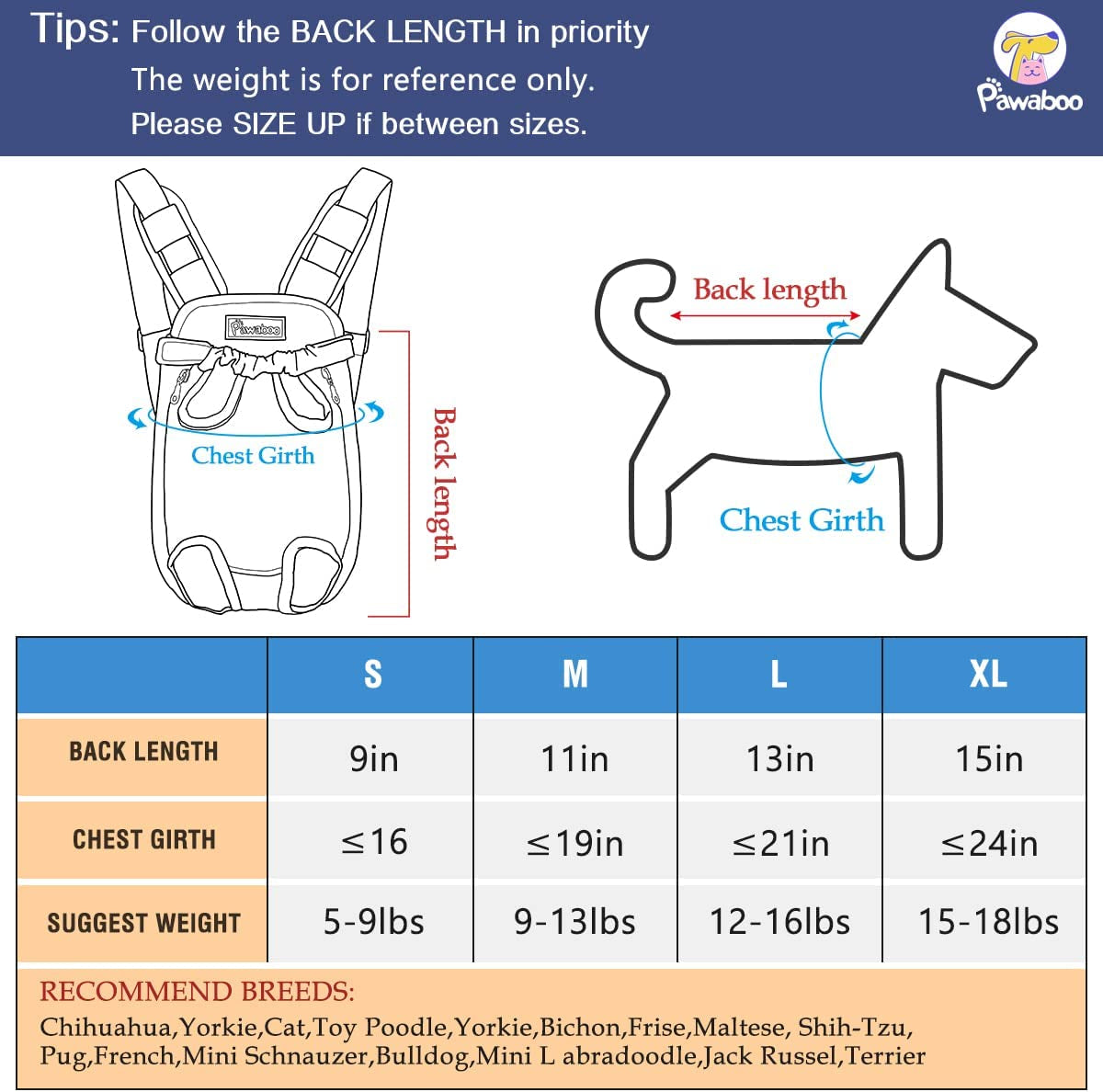 Pawaboo Pet Carrier Backpack, Adjustable Pet Front Cat Dog Carrier Backpack Travel Bag, Legs Out, Easy-Fit for Traveling Hiking Camping for Small Medium Dogs Cats Puppies, Small, Blue Marble