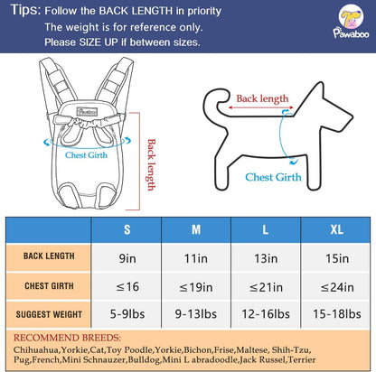 Pawaboo Pet Carrier Backpack, Adjustable Pet Front Cat Dog Carrier Backpack Travel Bag, Legs Out, Easy-Fit for Traveling Hiking Camping for Small Medium Dogs Cats Puppies, Medium, Blue & White Stripes