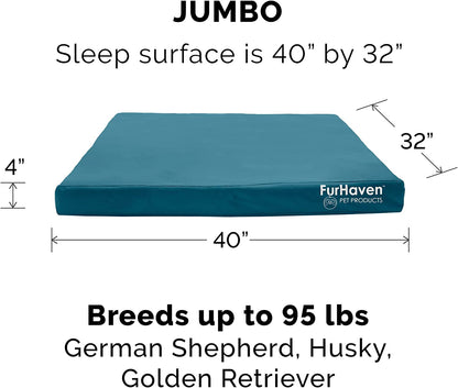 Furhaven Water-Resistant Memory Foam Dog Bed for Large Dogs W/ Removable Quilt Top & Washable Cover, for Dogs up to 125 Lbs - Indoor/Outdoor Quilt Top Convertible Mattress - Sand, Jumbo Plus/Xxl