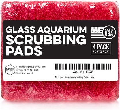Evergreen Pet Supplies [4 Pack Aquarium Cleaner for Glass Walls - Aquarium Scrubber - H& Held Scraper Pad - Fish Tank Cleaning Tools Won't Scratch Glass - Aquarium Sponge for Turtle & Fish Tank