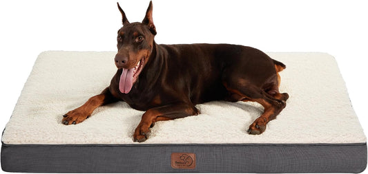 Bedsure Jumbo Dog Bed for Large Dogs - XXL Orthopedic Dog Beds with Removable Washable Cover, Egg Crate Foam Pet Bed Mat, Suitable for Dogs up to 150Lbs, Grey