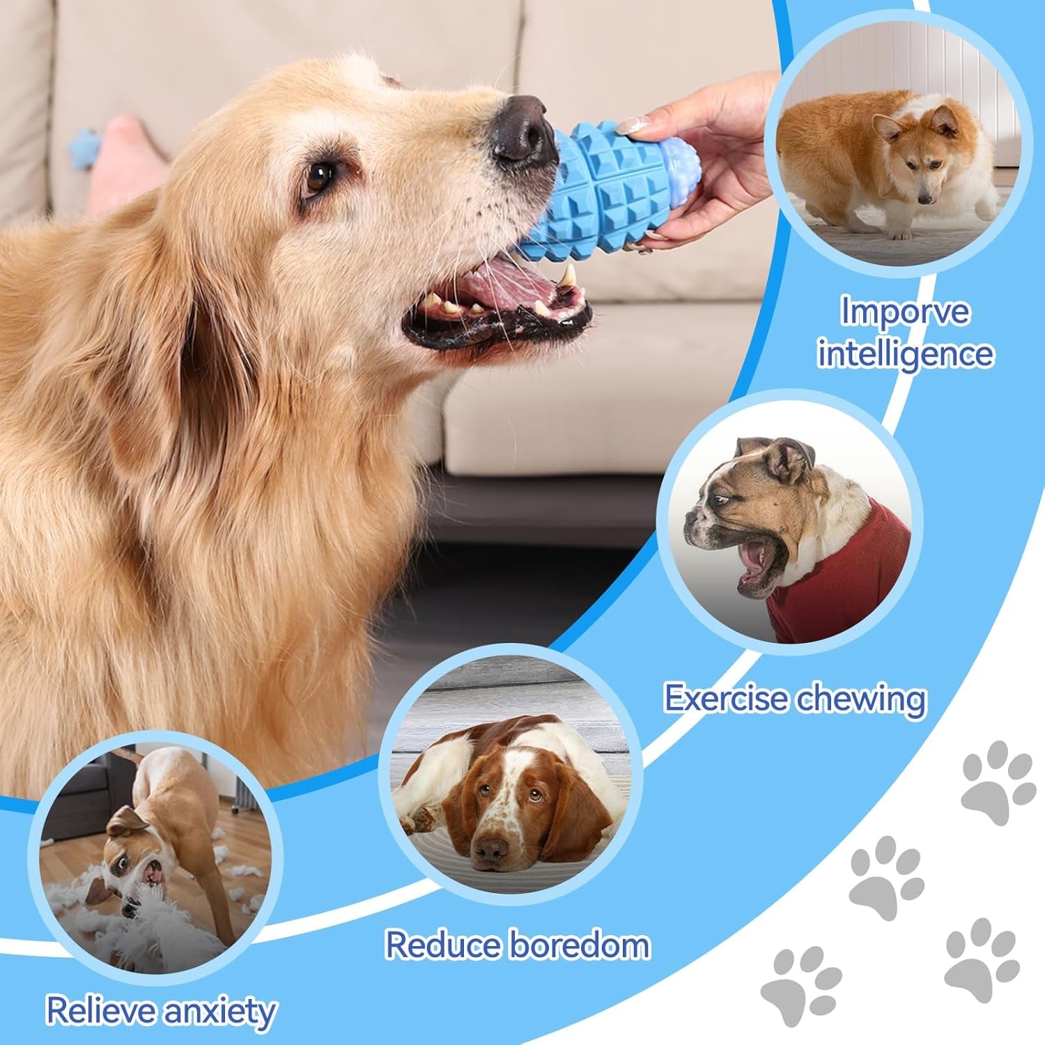 Tough Dog Toys for Aggressive Chewers Large Breed, Dog Chew Toys for Aggressive Chewers, Indestructible Dog Toys for Large Dogs, Durable Dog Toys, Squeaky Dog Toys, Rubber Heavy Duty Dog Ball