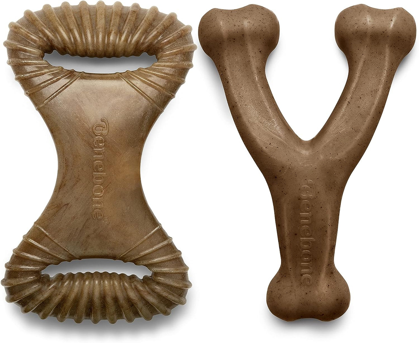 Benebone 2-Pack Maplestick/Zaggler Durable Dog Chew Toys, Real Maplewood, Real Bacon, Made in USA Medium