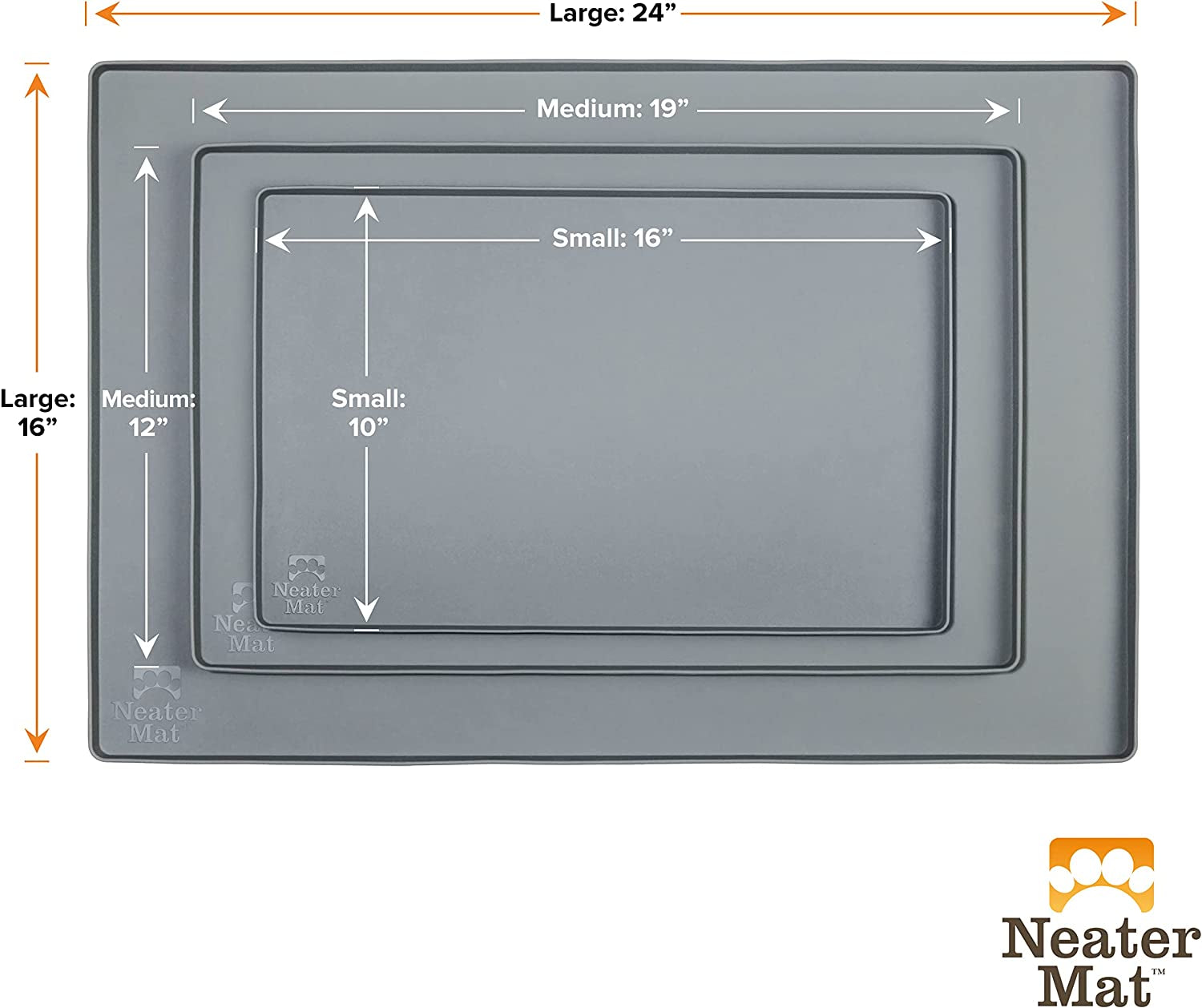 Neater Pet Brands Neater Mat - Waterproof Silicone Pet Bowls Mat - Protect Floors from Food & Water (Dark Blue, 32" X 24" Silicone)