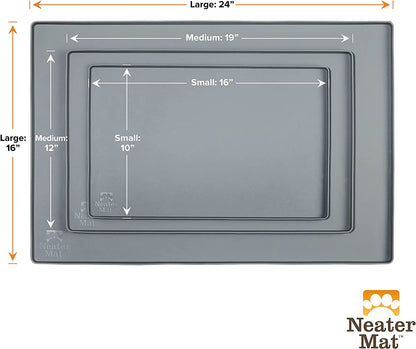 Neater Pet Brands Neater Mat - Waterproof Silicone Pet Bowls Mat - Protect Floors from Food & Water (Dark Blue, 32" X 24" Silicone)