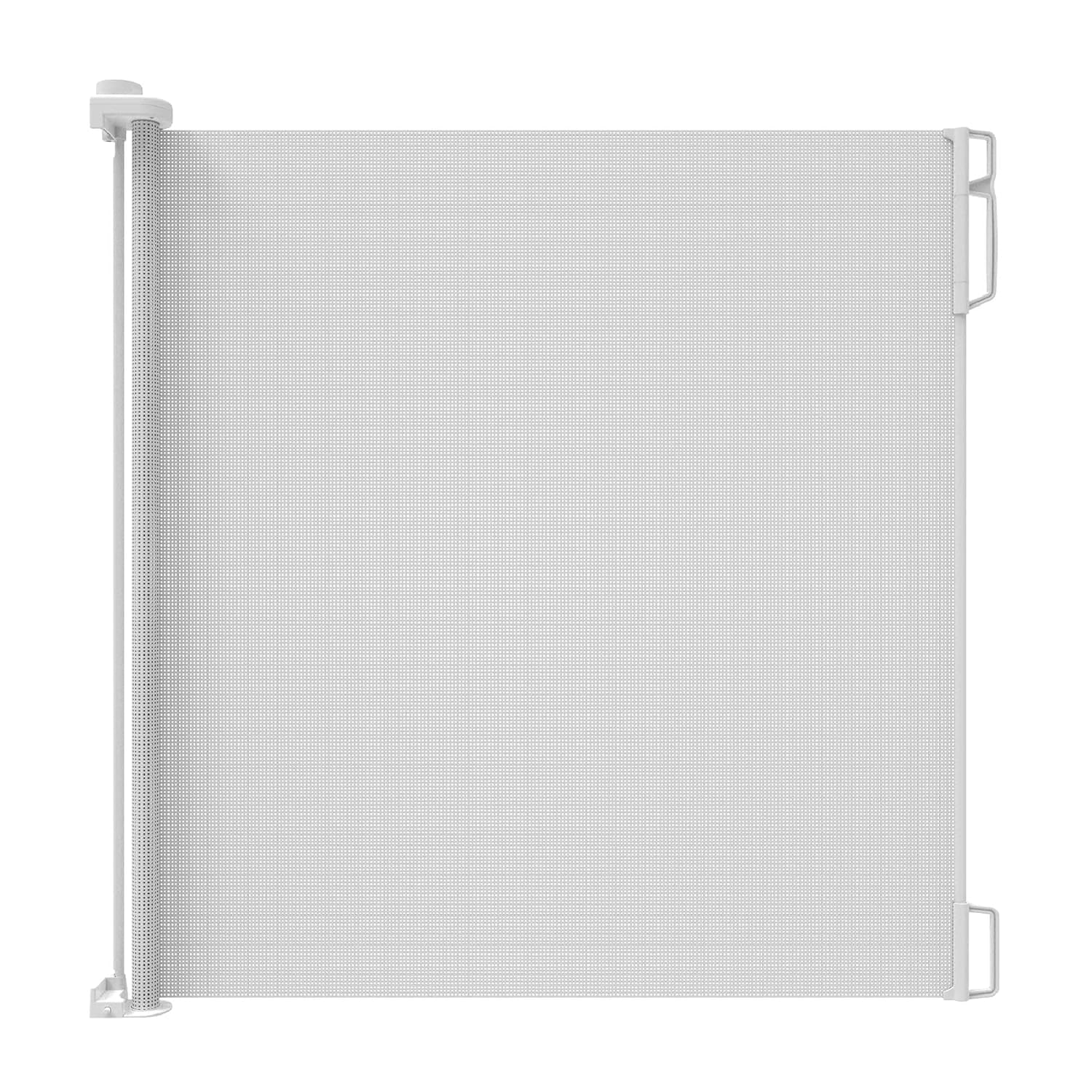 Retractable Baby Gate Perma Child Safety 41" Tall X 71” Wide, Mesh, for Stairs, Doorways, Dogs, Pets, Indoor, Outdoor, One-Handed Operation, Locking, Easy Install, Hardware Mount, White