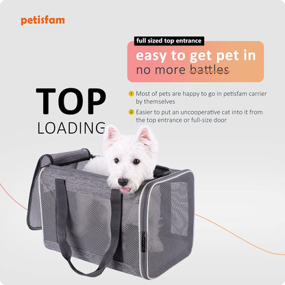 Petisfam Soft Pet Carrier for Large and Medium Cats, 2 Kitties, Small Dogs. Easy to Get Cat In, Great for Cats That Don'T like Carriers (Black)