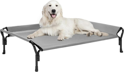 Veehoo Cooling Raised Dog Bed, Guardrail Elevated Dog Bed, Chewproof Dog Bed Frame with Washable & Breathable Teslin Mesh, Non-Slip Dog Sofa Bed Cot for Indoor & Outdoor, X Large, Gray